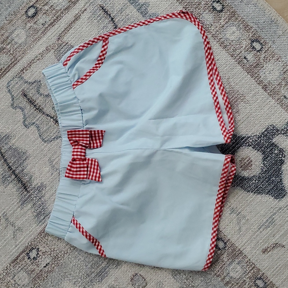 The Beaufort Bonnet Company Girls Gingham Bow Cheryl Shorts Sz6